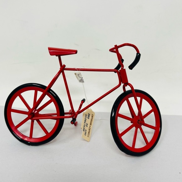 Vintage Dept 56 Red Bicycle Ornament 5.5" Holiday Emporium Capwell Tag 1980s NOS - Picture 1 of 5